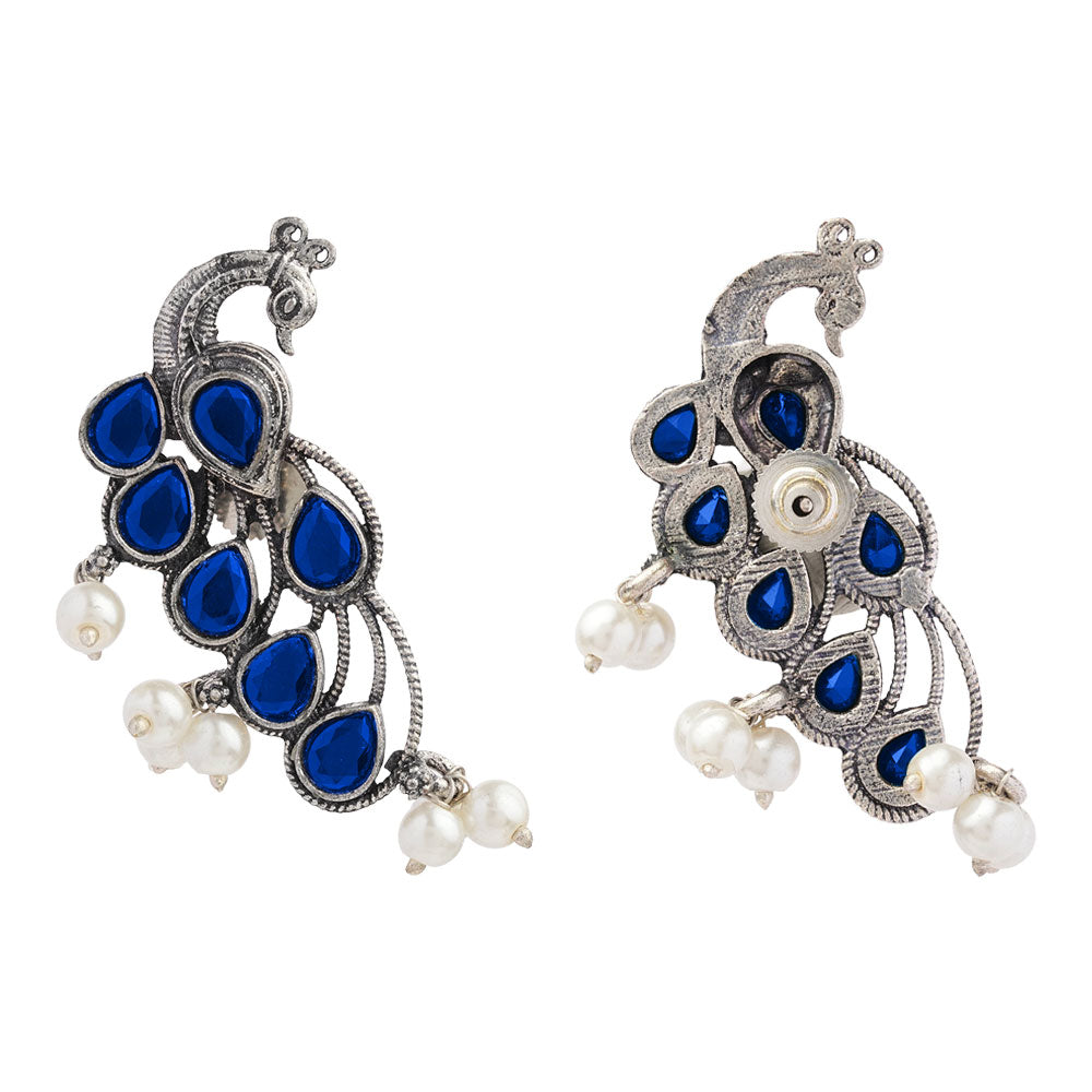 Mor vibrance pearl dangler earrings (Blue)