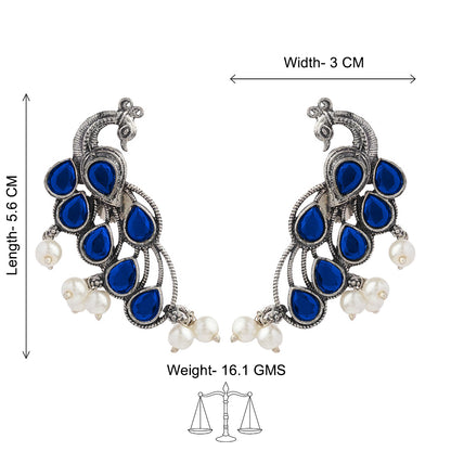 Mor vibrance pearl dangler earrings (Blue)