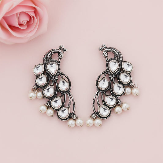 Mor vibrance pearl dangler earrings (White)