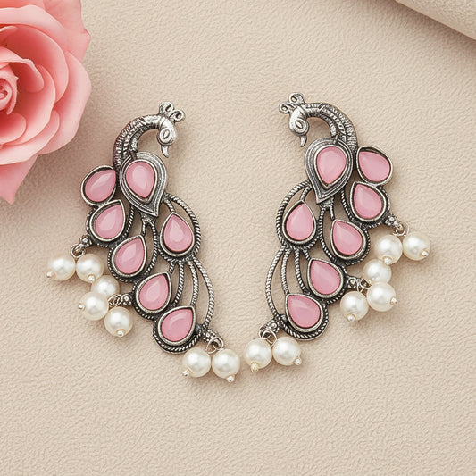 Mor vibrance pearl dangler earrings (Baby Pink)