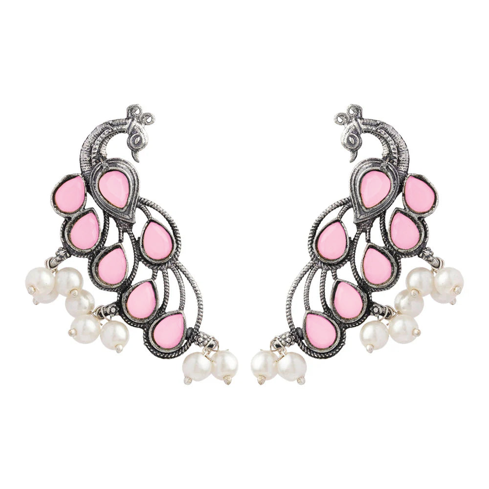 Mor vibrance pearl dangler earrings (Baby Pink)