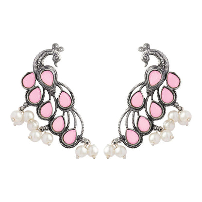 Mor vibrance pearl dangler earrings (Baby Pink)