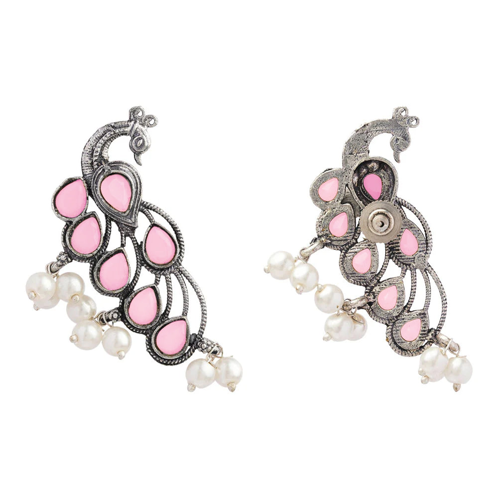 Mor vibrance pearl dangler earrings (Baby Pink)