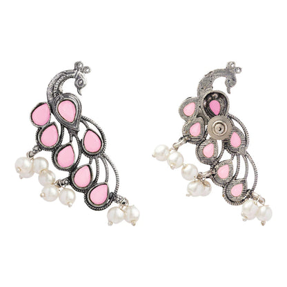 Mor vibrance pearl dangler earrings (Baby Pink)