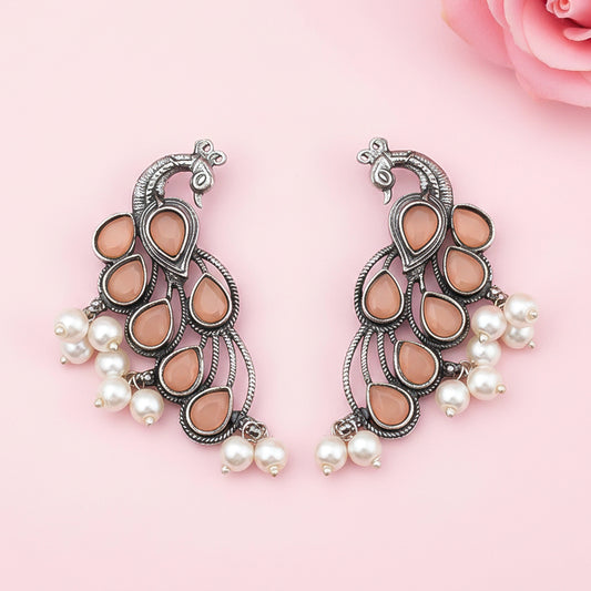 Mor vibrance pearl dangler earrings (Light Orange)