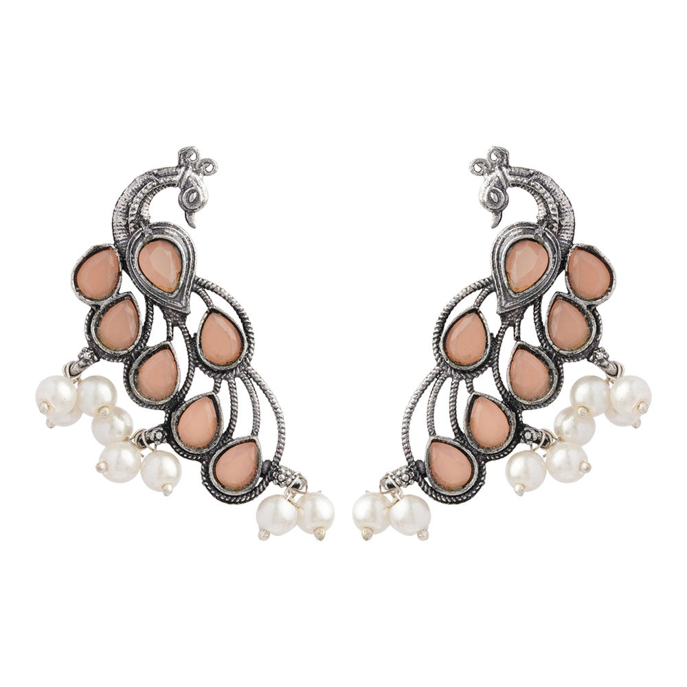 Mor vibrance pearl dangler earrings (Light Orange)