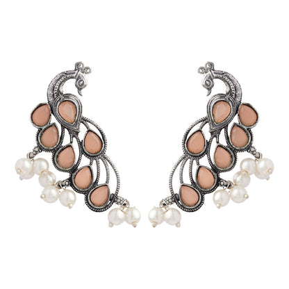 Mor vibrance pearl dangler earrings (Light Orange)