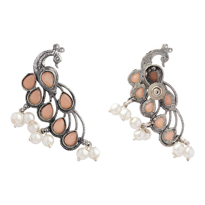Mor vibrance pearl dangler earrings (Light Orange)