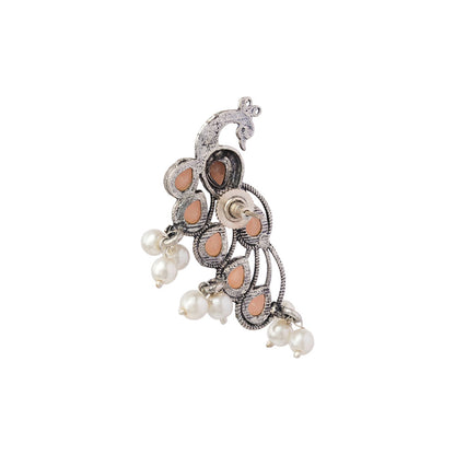 Mor vibrance pearl dangler earrings (Light Orange)