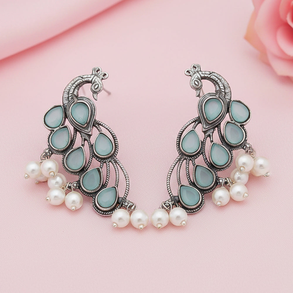 Mor vibrance pearl dangler earrings (Mint)