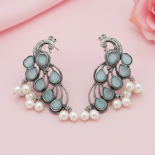 Mor vibrance pearl dangler earrings (Mint)