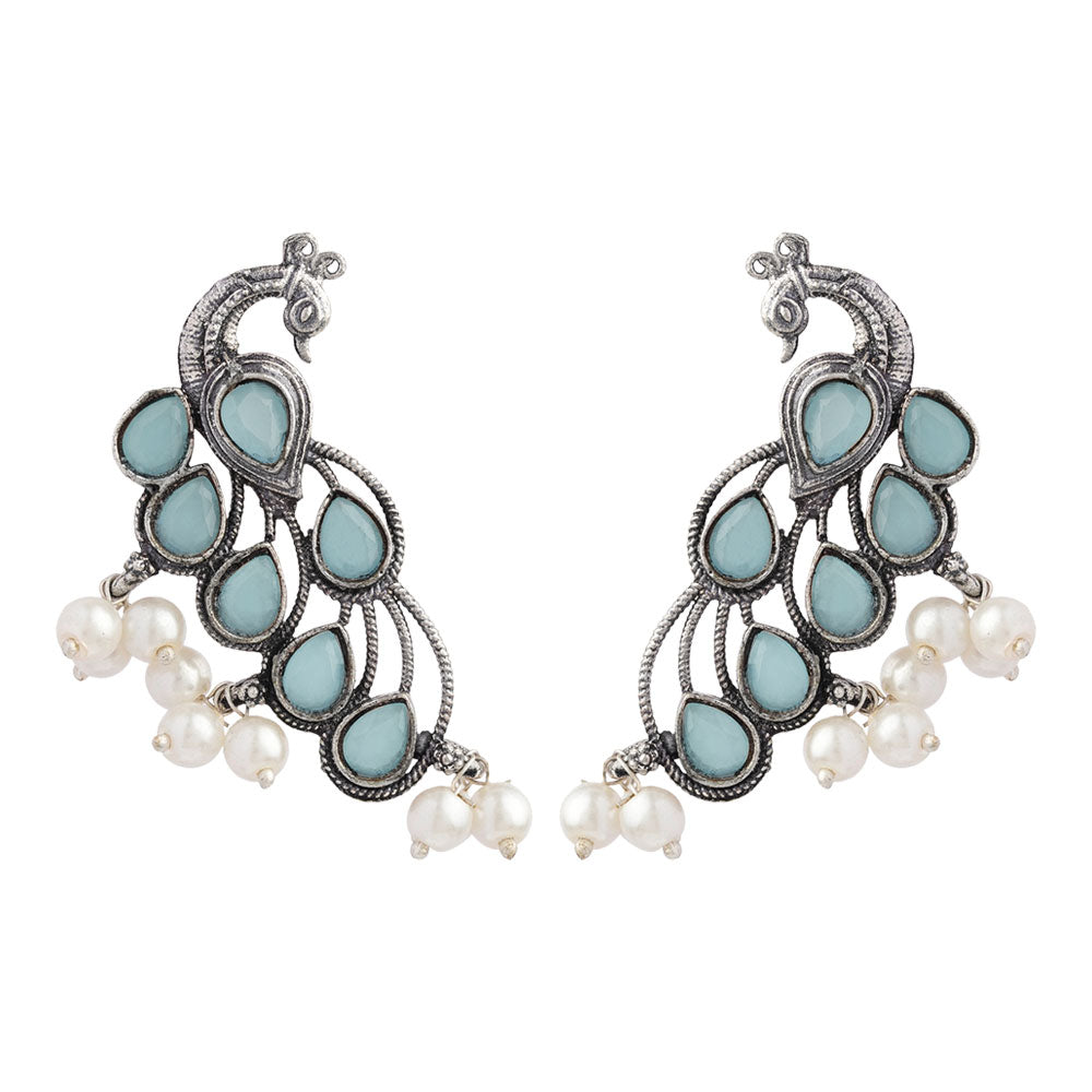 Mor vibrance pearl dangler earrings (Mint)