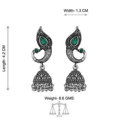 Paisley Swirl Ghungroo jhumki earring (Green)