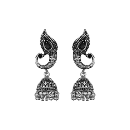 Paisley Swirl Ghungroo jhumki earring (Black)
