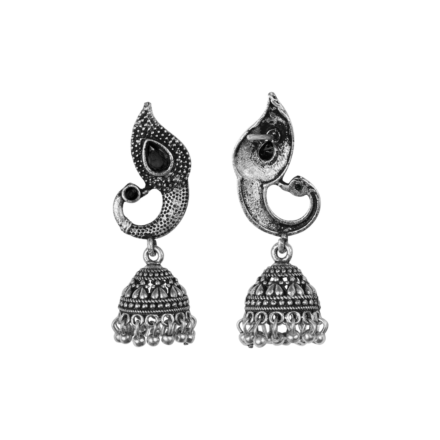 Paisley Swirl Ghungroo jhumki earring (Black)