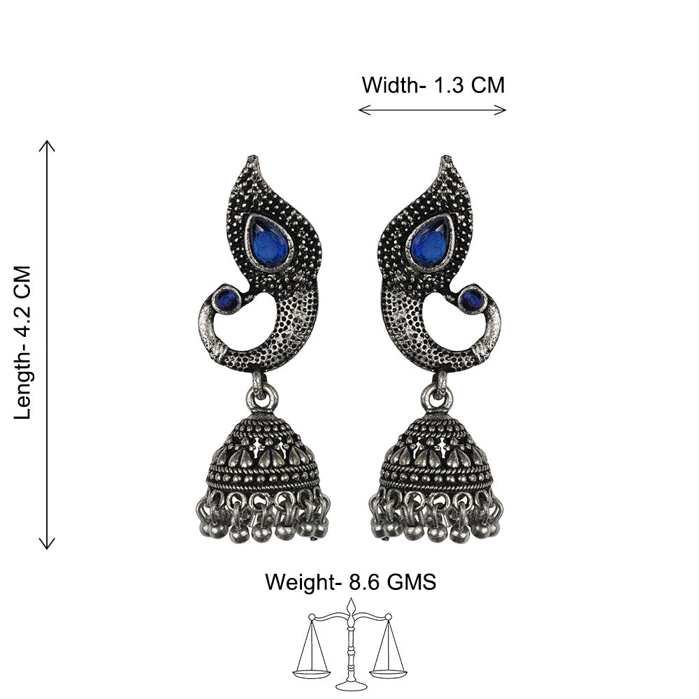 Paisley Swirl Ghungroo jhumki earring (Blue)