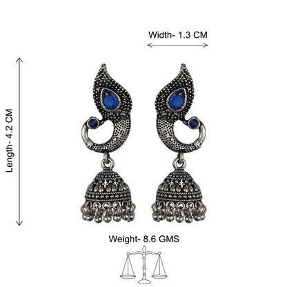 Paisley Swirl Ghungroo jhumki earring (Blue)