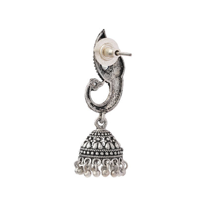 Paisley Swirl Ghungroo jhumki earring (White)