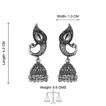 Paisley Swirl Ghungroo jhumki earring (White)