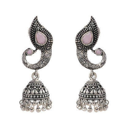 Paisley Swirl Ghungroo jhumki earring (Baby Pink)
