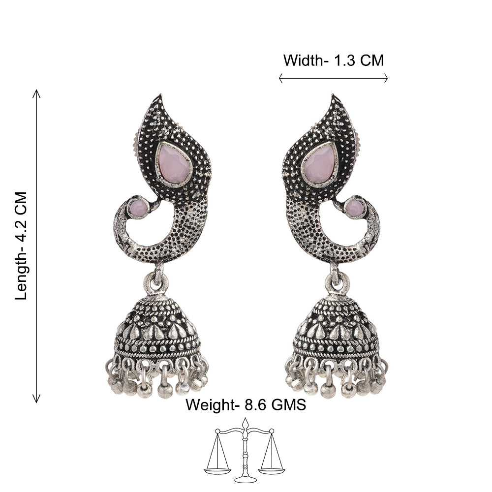 Paisley Swirl Ghungroo jhumki earring (Baby Pink)