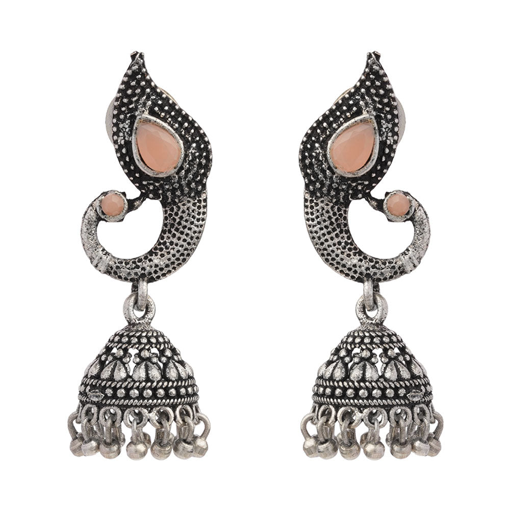 Paisley Swirl Ghungroo jhumki earring (Light Orange)