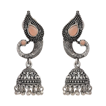 Paisley Swirl Ghungroo jhumki earring (Light Orange)