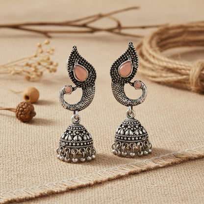 Paisley Swirl Ghungroo jhumki earring (Light Orange)