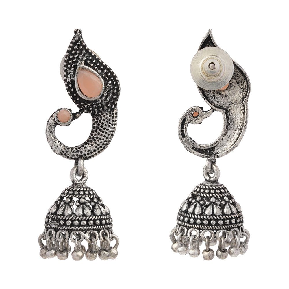 Paisley Swirl Ghungroo jhumki earring (Light Orange)