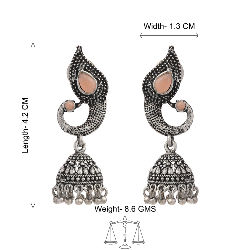 Paisley Swirl Ghungroo jhumki earring (Light Orange)