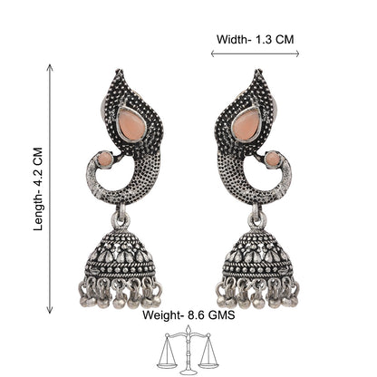 Paisley Swirl Ghungroo jhumki earring (Light Orange)