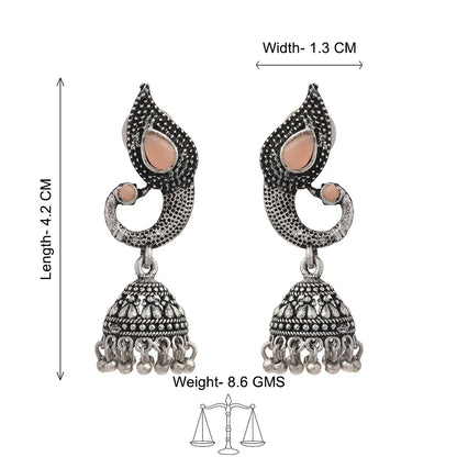 Peacock glow stone studded dangler & Paisley Swirl Ghungroo jhumki Combo set