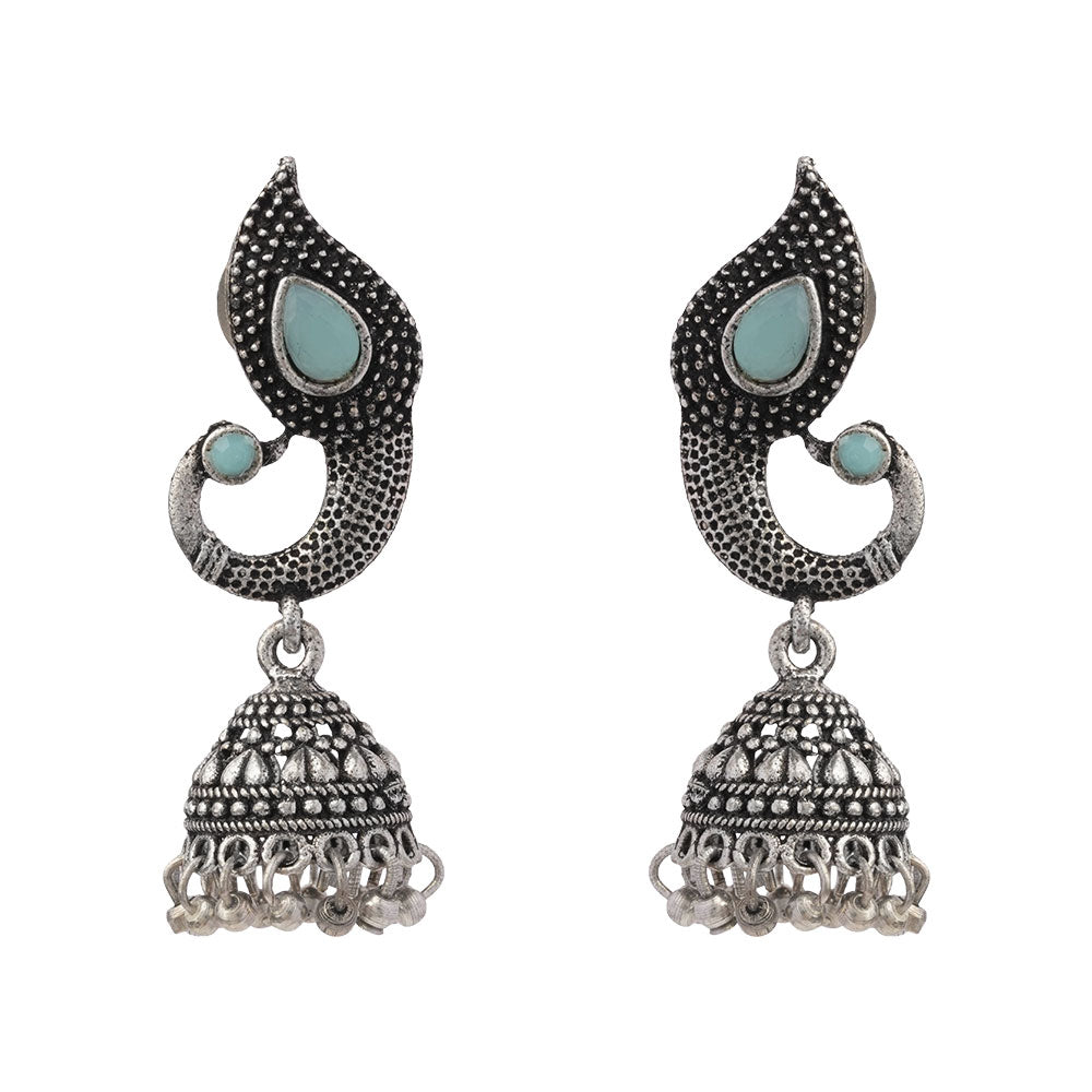 Paisley Swirl Ghungroo jhumki earring (Mint)