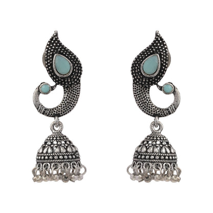 Paisley Swirl Ghungroo jhumki earring (Mint)
