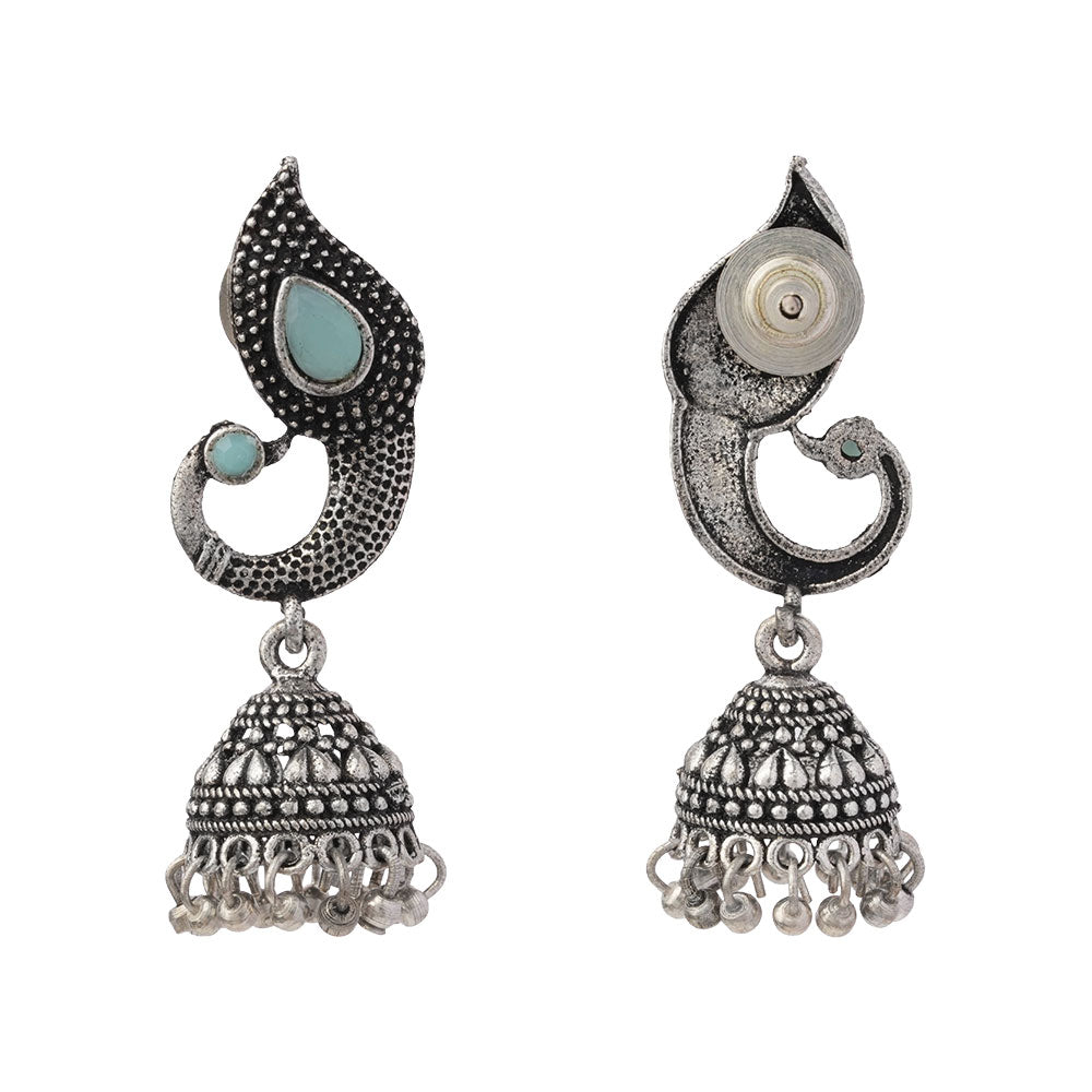 Paisley Swirl Ghungroo jhumki earring (Mint)