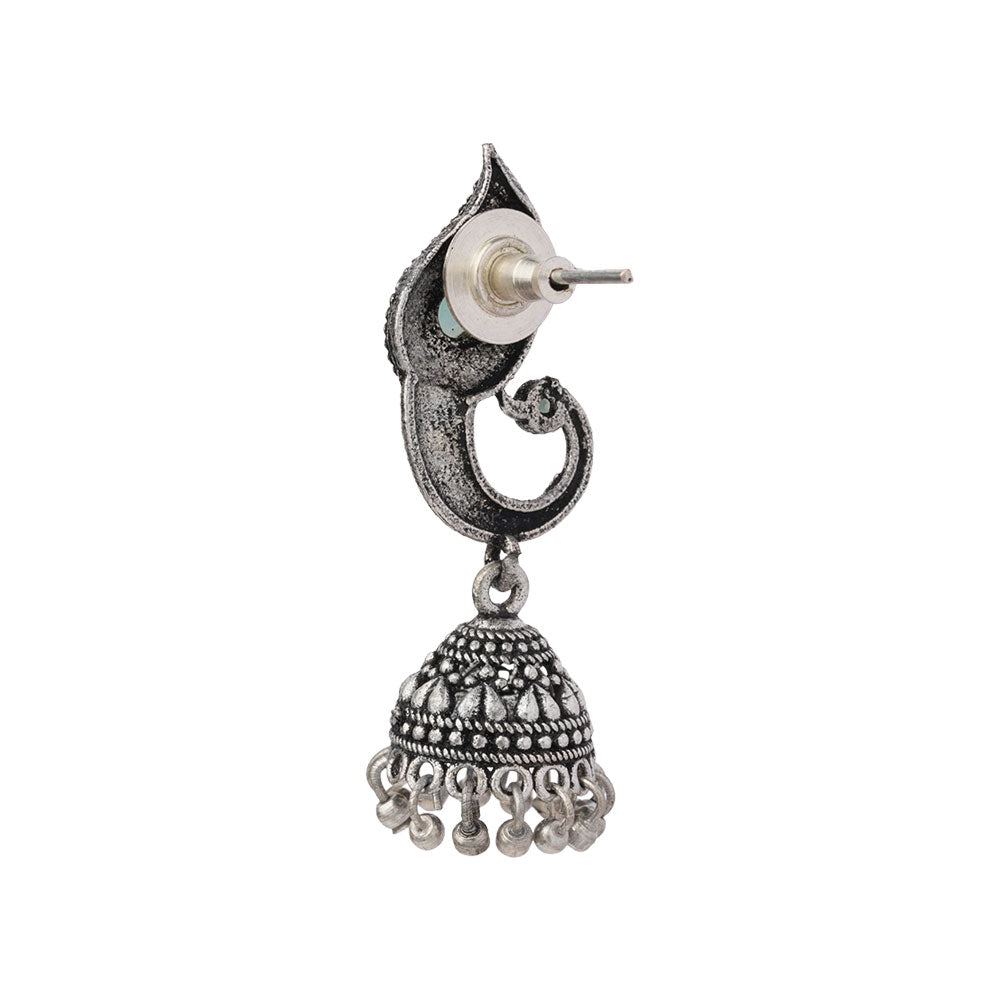 Paisley Swirl Ghungroo jhumki earring (Mint)