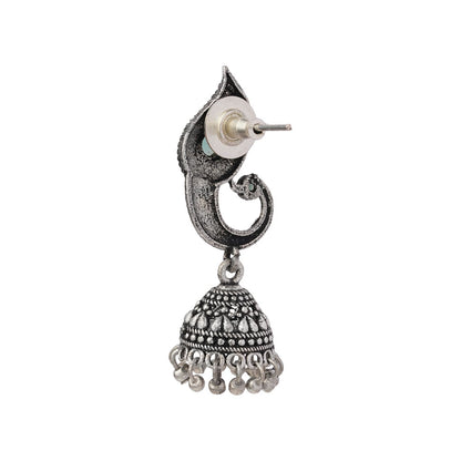 Paisley Swirl Ghungroo jhumki earring (Mint)