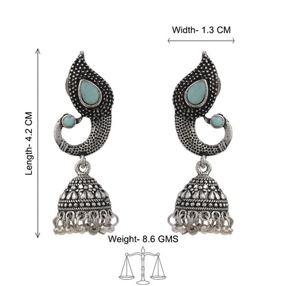 Paisley Swirl Ghungroo jhumki earring (Mint)