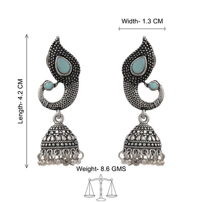 Peacock glow stone studded dangler & Paisley Swirl Ghungroo jhumki Combo set