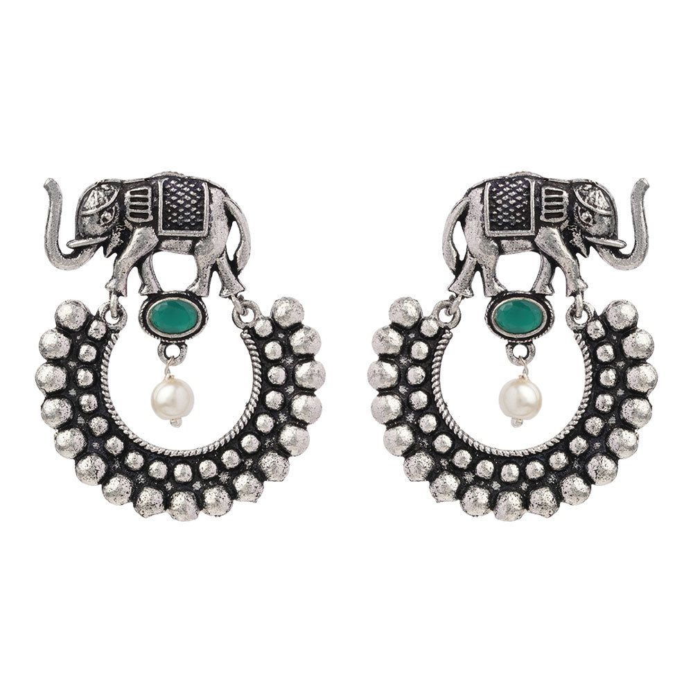 Elephant Arc dangler earrings (Green)