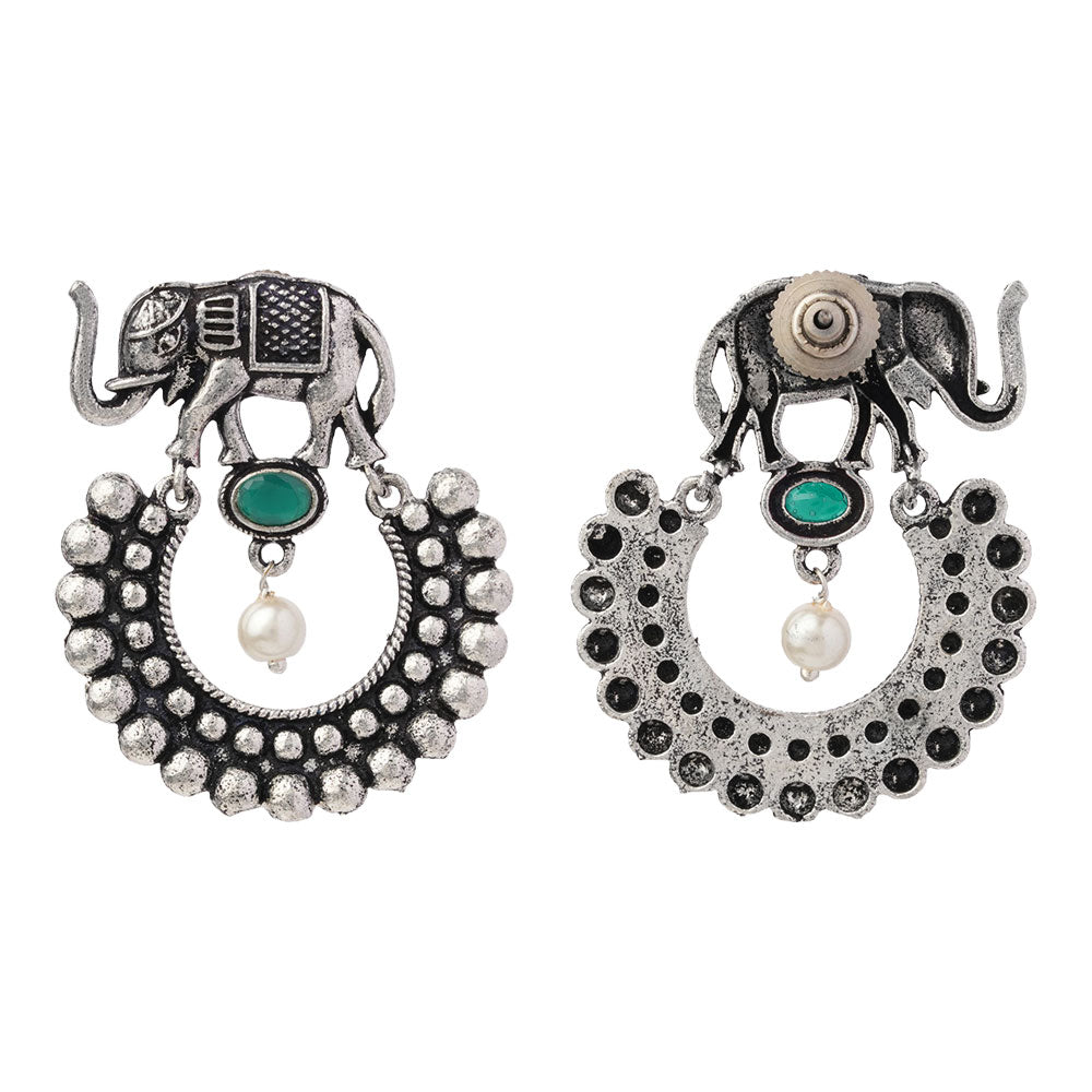 Elephant Arc dangler earrings (Green)