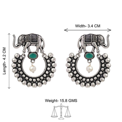Elephant Arc dangler earrings (Green)