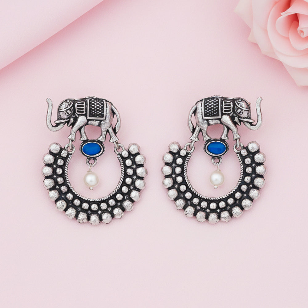 Elephant Arc dangler earrings (Blue)