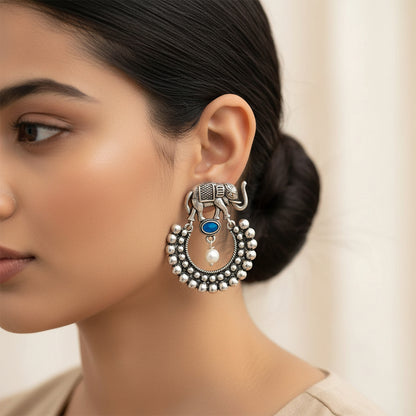 Elephant Arc dangler earrings (Blue)
