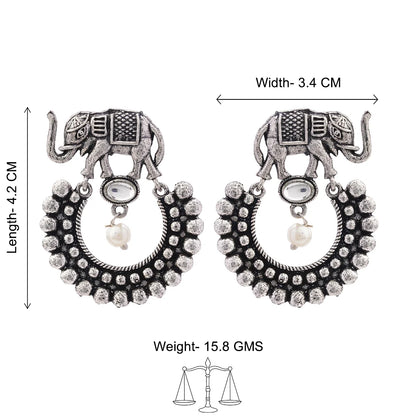 Kalash Kamal earring  Elephant Arc dangler earrings (White) Combo set