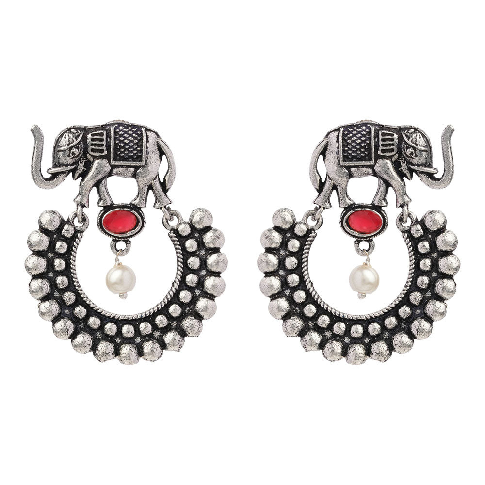Elephant Arc dangler earrings (Dark Red)
