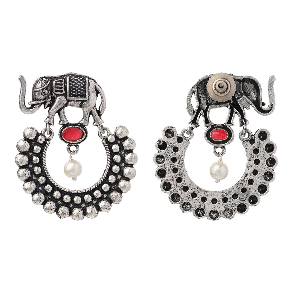 Elephant Arc dangler earrings (Dark Red)