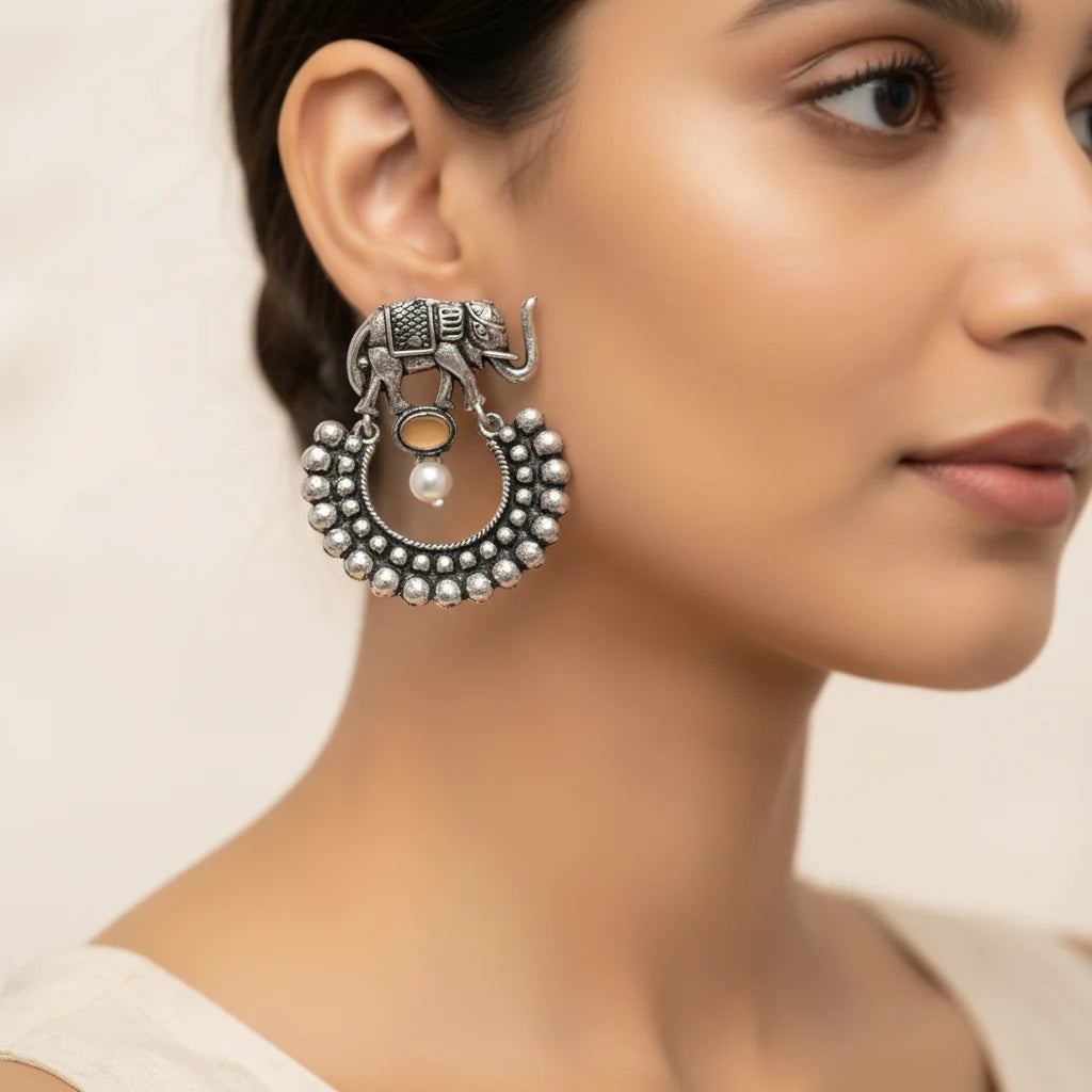 Kalash Kamal earring  Elephant Arc dangler earrings  Combo set