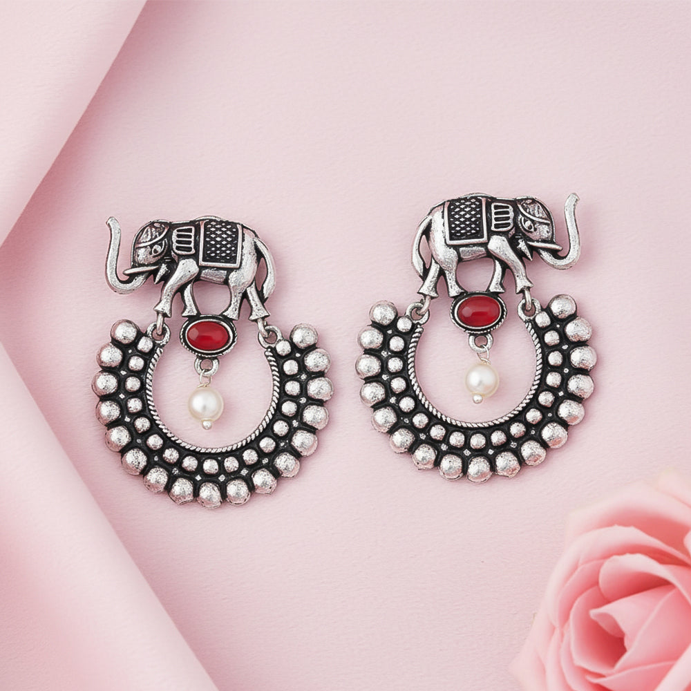 Elephant Arc dangler earrings (Dark Red)