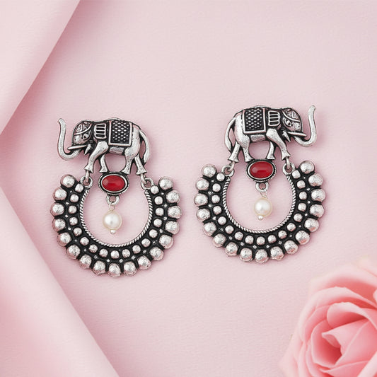 Elephant Arc dangler earrings (Dark Red)